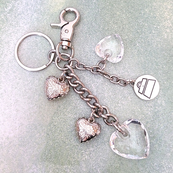 Kathy Van Zeeland Accessories - KATHY VAN ZEELAND Purse Charm Crystal Look Hearts Key Ring Purse Jewelry Hangtag